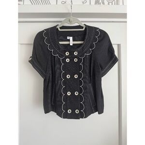 Short Sleeve Scallop Jacket Top Anthropologie Sine